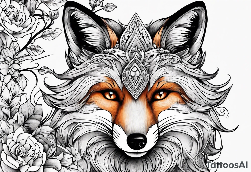 Alluring female fox tattoo idea