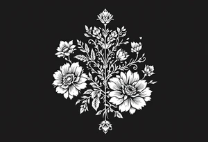 flowers, heart and butterfly tattoo idea