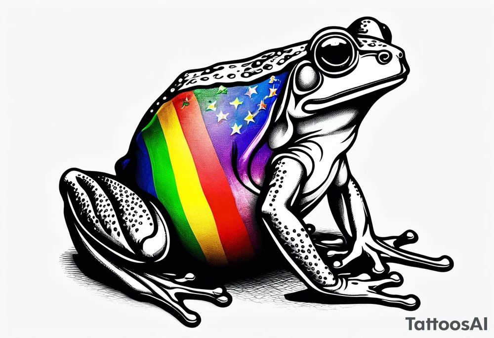 Rainbow flag frog tattoo idea
