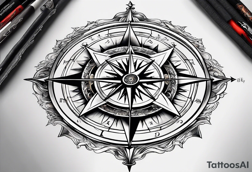 compass side view tattoo idea