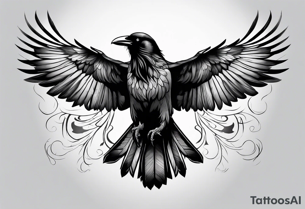 crow with open wings tattoo idea