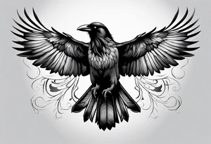 crow with open wings tattoo idea