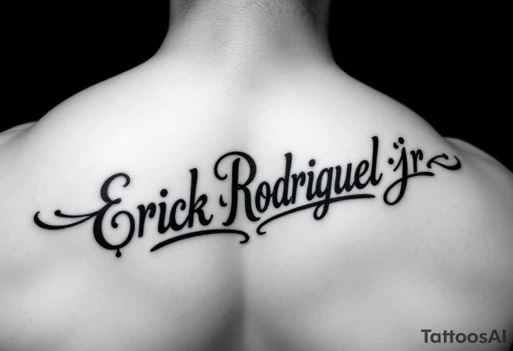 Tattoo with the name Erick Rodriguez jr  on fore arm tattoo idea