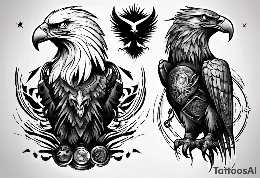 mystical dark eagle tattoo idea