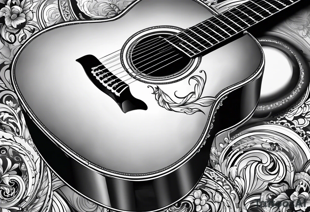 full basic black acoustic guitar with no details on it. Includes neck and base
for women's inner bicep. tattoo idea