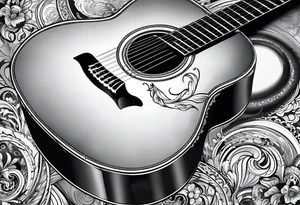 full basic black acoustic guitar with no details on it. Includes neck and base 
for women's inner bicep. tattoo idea