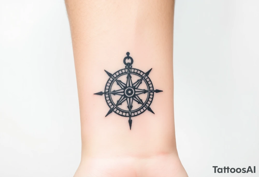 Strong meaningful compass with past tattoo idea