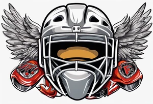 hockey puck with wings and a goalie mask that says "SHOT HOCKEY" tattoo idea