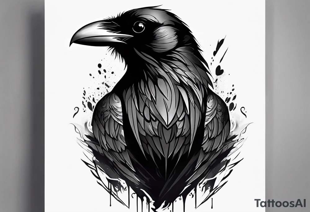 Raven facing forward tattoo idea