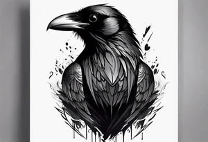Raven facing forward tattoo idea