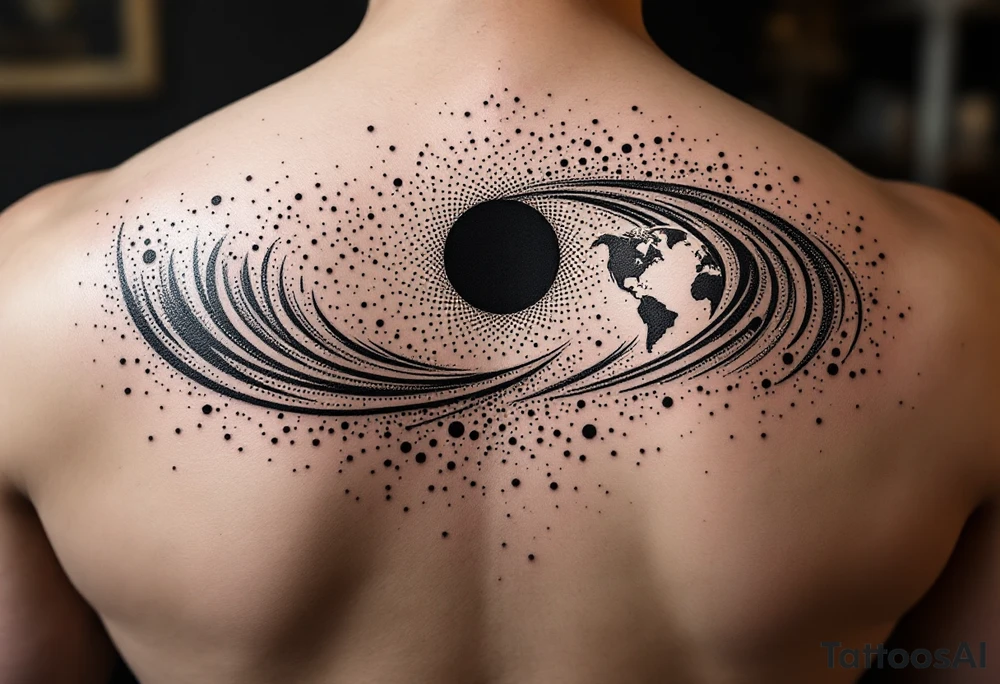 2 different worlds on both sides of a black hole tattoo idea