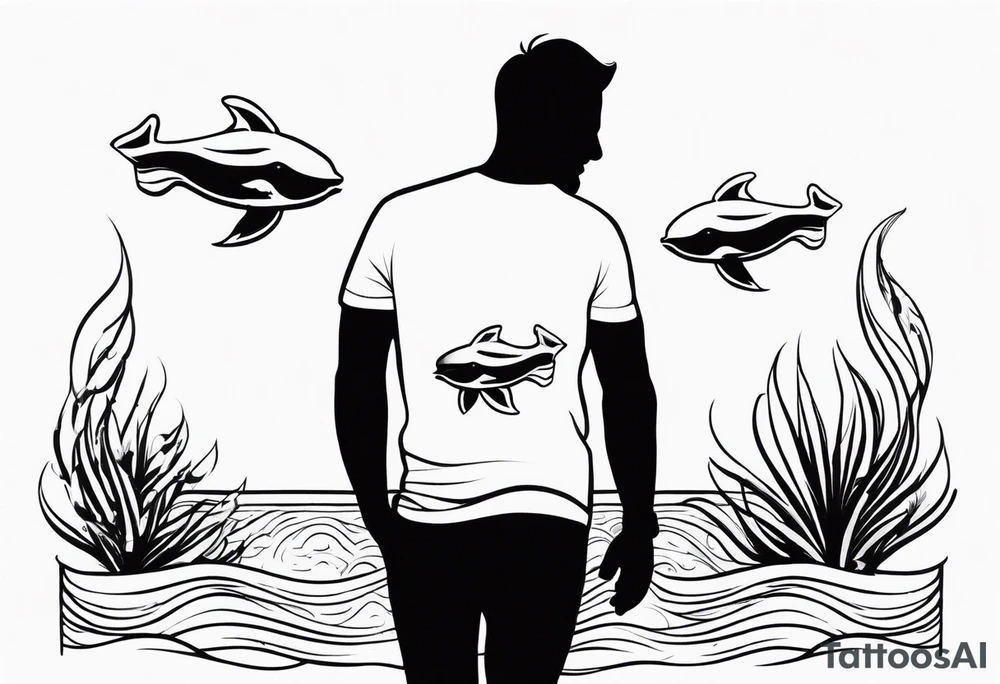 Father daughter matching 2 separate tattoos . Water related. Marine life tattoo idea