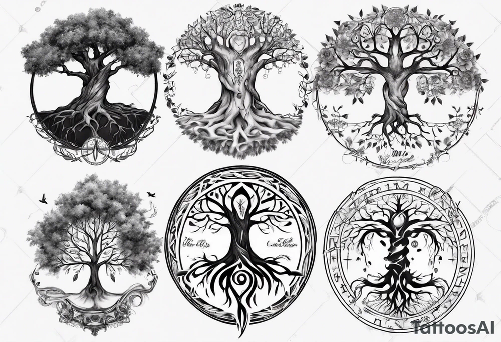 Tree of life with children names tattoo idea