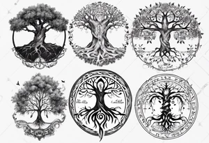 Tree of life with children names tattoo idea