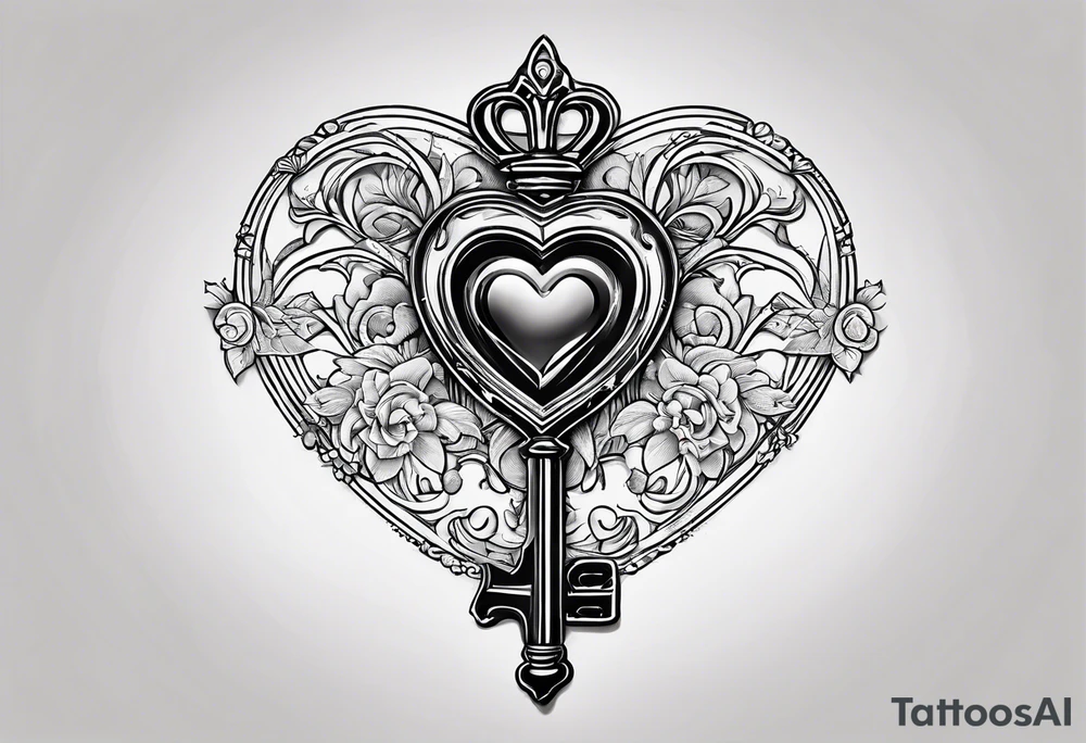 Heart shaped antique key tattoo idea