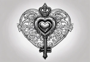 Heart shaped antique key tattoo idea