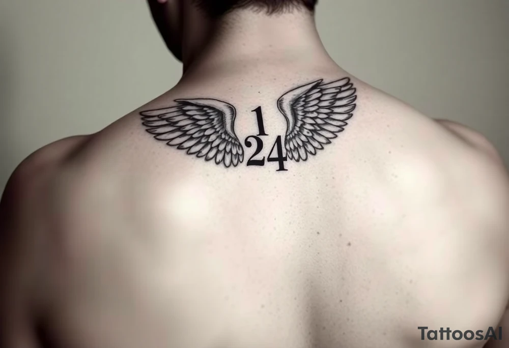 Angel numbers 1 support and guidance, 2 Balance, 4 Protection (with angel wings(only around 444) tattoo idea