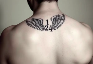Angel numbers 1 support and guidance, 2 Balance, 4 Protection (with angel wings(only around 444) tattoo idea
