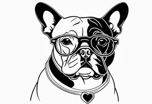 french bull dog with glasses tattoo idea