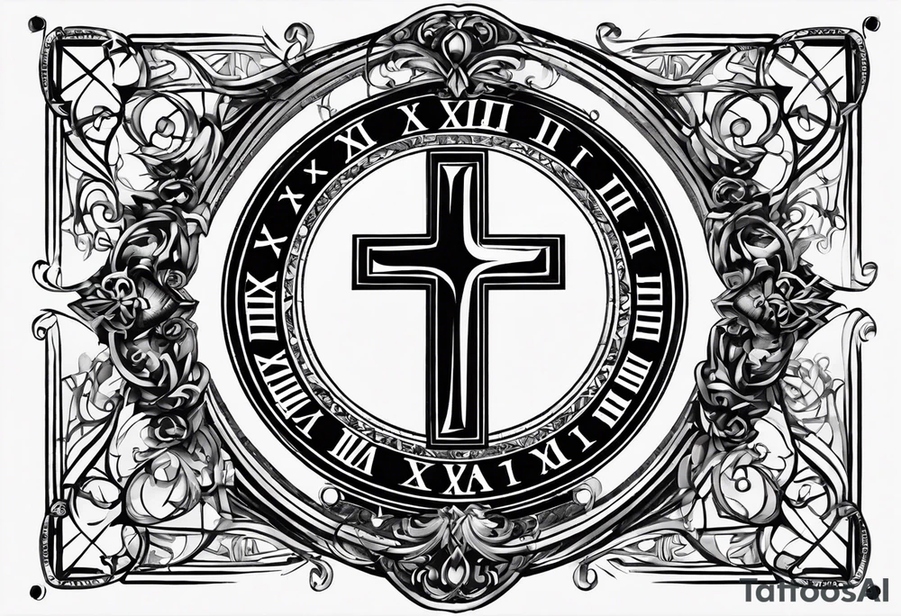 The Roman numerals 1971,1972,2002 with a cross tattoo idea