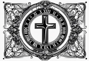 The Roman numerals 1971,1972,2002 with a cross tattoo idea