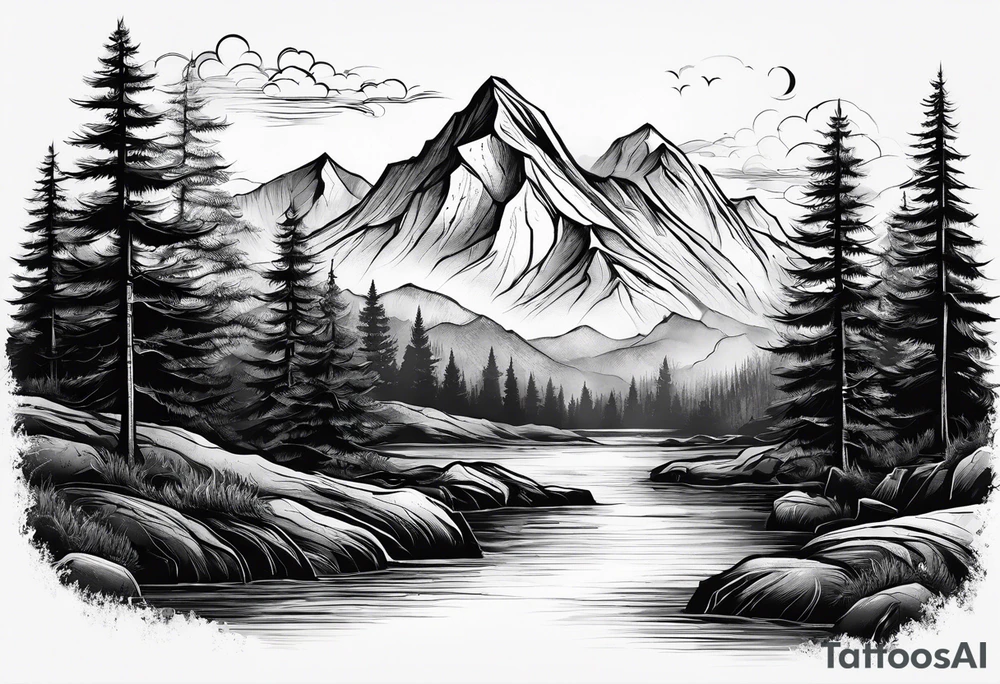 Mountains generated by rain tattoo idea