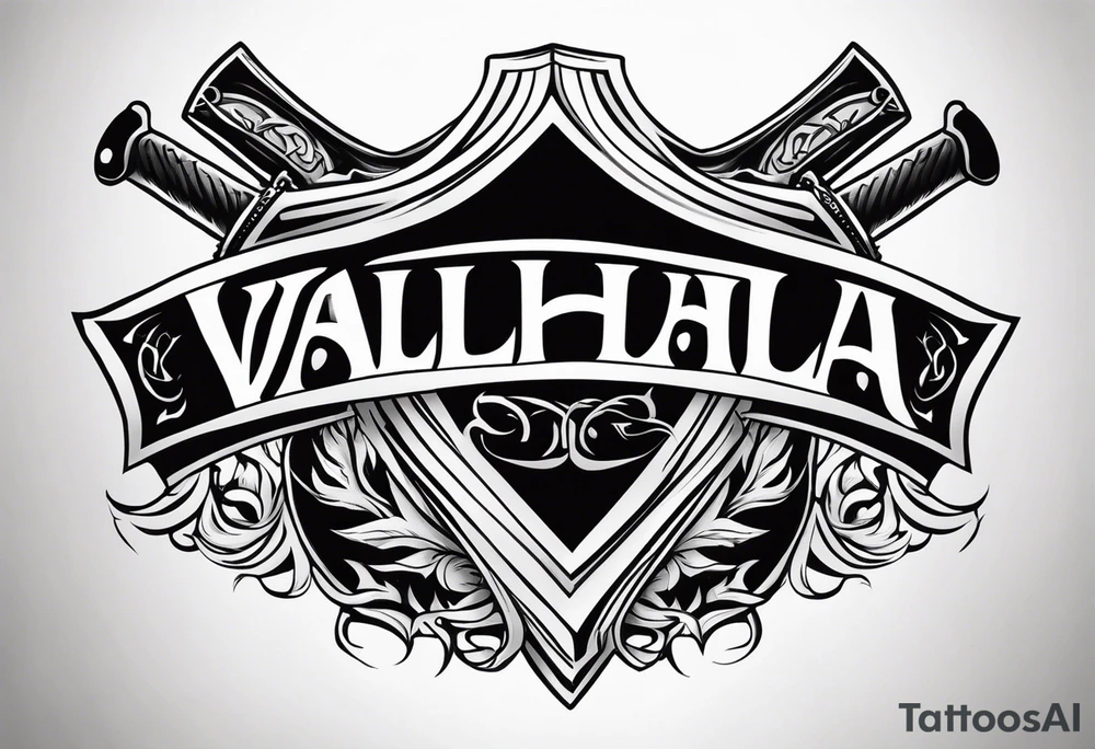 Valhalla sword shield fire axe tattoo idea