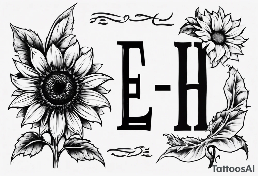 combining the letters E and H with a sunflower image tattoo idea combining the letters E and H with a sunflower image tattoo idea