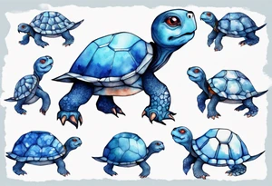 a blue tortoise with a furry face tattoo idea