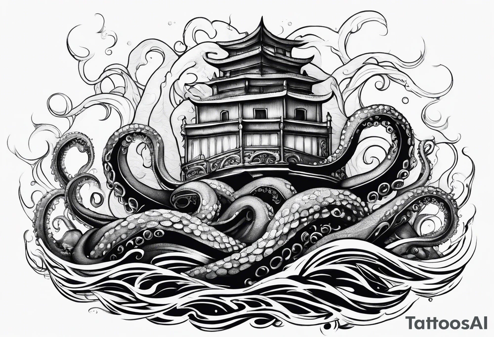Kraken tentacles coming out of water tattoo idea