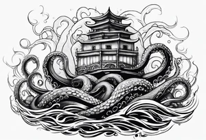Kraken tentacles coming out of water tattoo idea