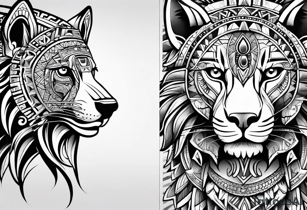 Aztec animal tattoo idea