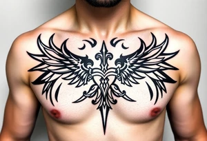 Smith Irish family crest whole chest tattoo idea