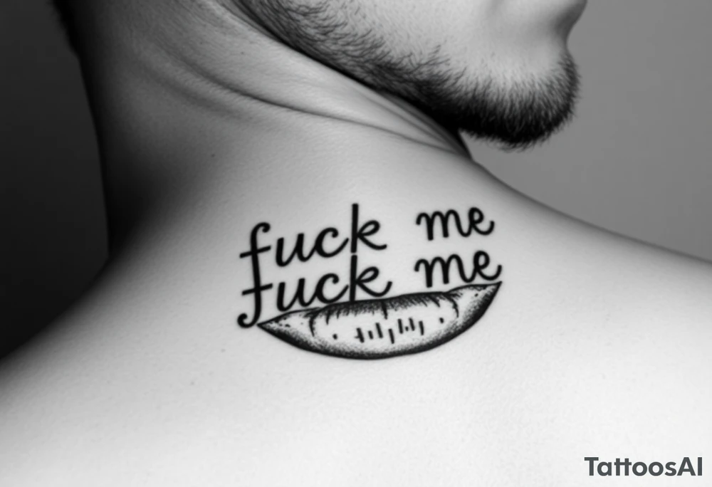 Set of lips with the words fuck me written in them tattoo idea