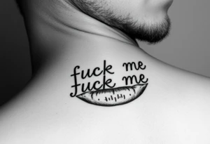Set of lips with the words fuck me written in them tattoo idea