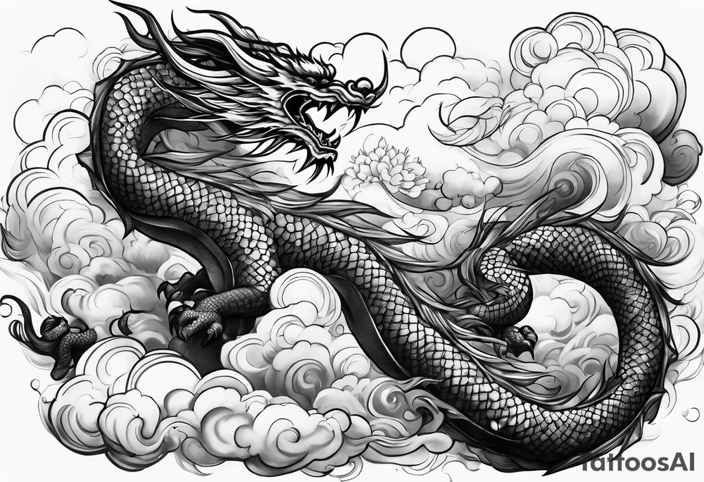vietnamese dragon water clouds tattoo idea