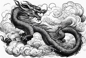 vietnamese dragon water clouds tattoo idea