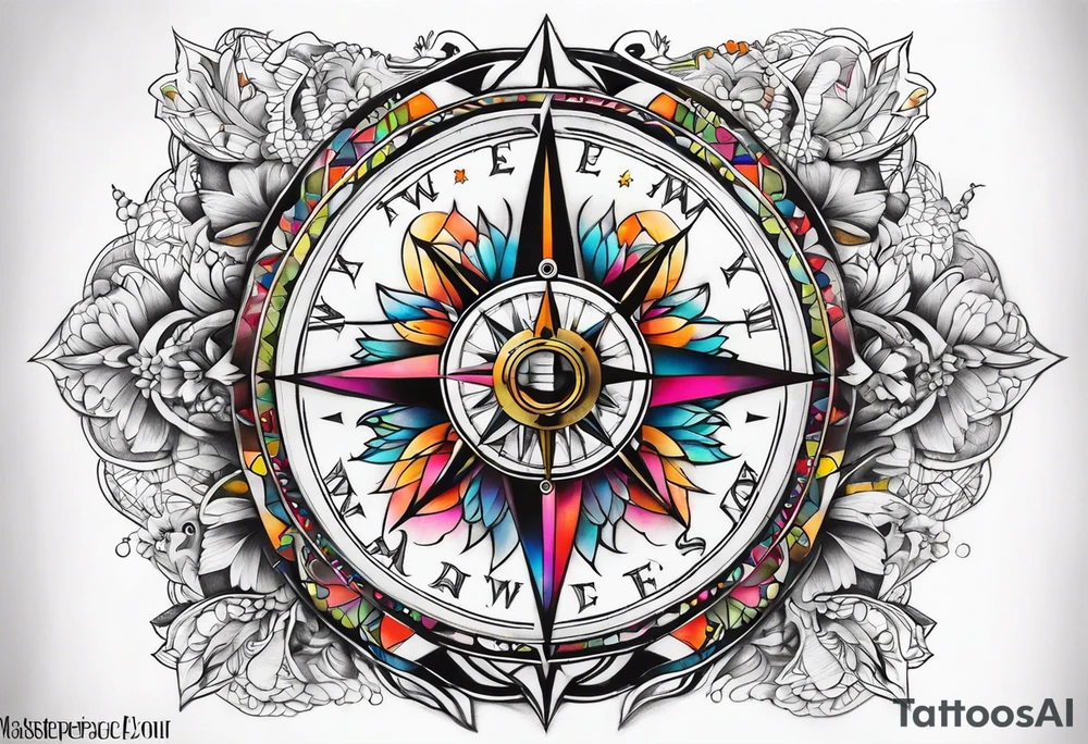 Compass wonderland  white rabbit tattoo idea