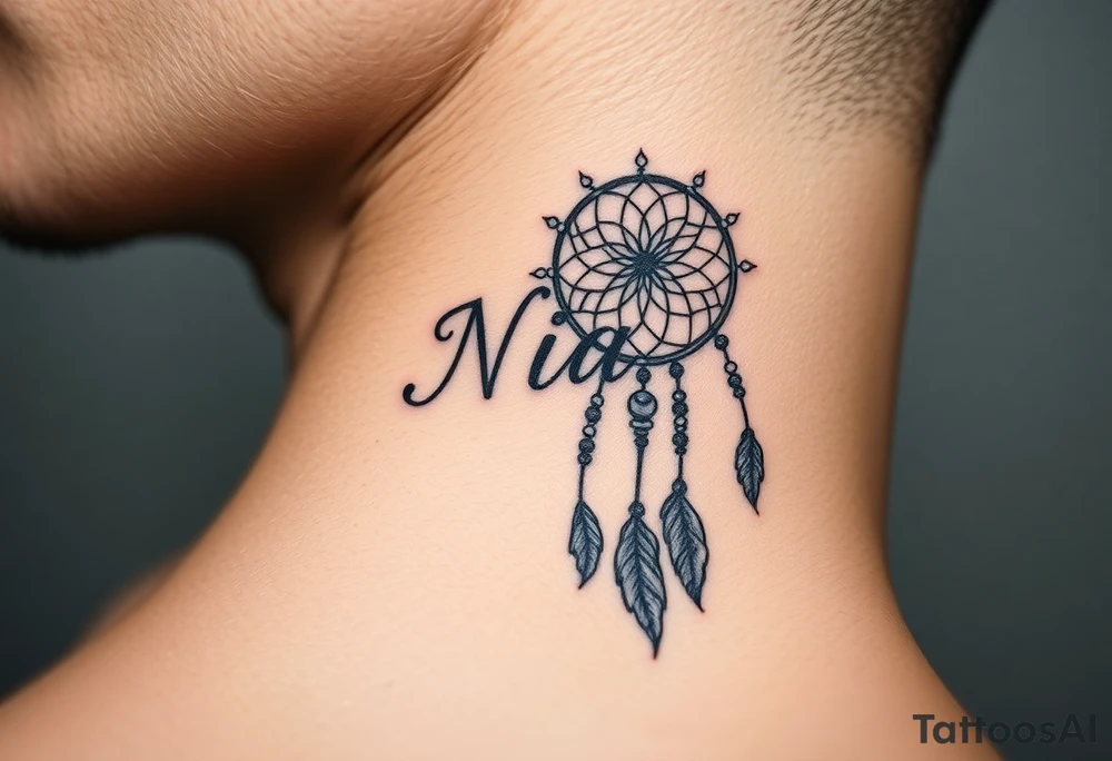 Name Nia in a  dreamcatcher tattoo idea
