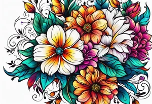 FLORAL PATTERN, SEEMLESS, BRIGHT, NEONS, COLORFUL tattoo idea