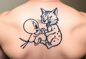 Tweetybird and his girlfriend beating up Syvester the cat tattoo idea