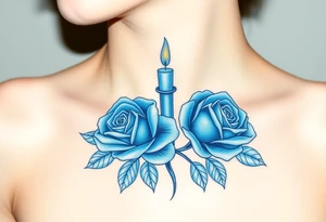 Blue, 2 roses, 2 candles tattoo idea
