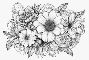 Abstract Chery flovers in blue line tattoo idea