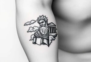 greek god with clouds and temple tattoo idea