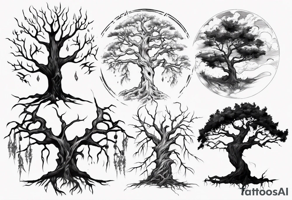 Dying tree tattoo idea