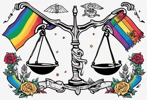 Massachusetts outline in pride colors with a Libra sign tattoo idea