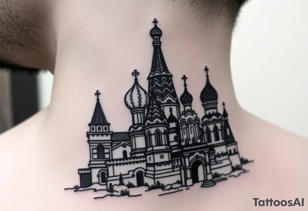 The Kremlin or St. Basil's Cathedral scene tattoo idea