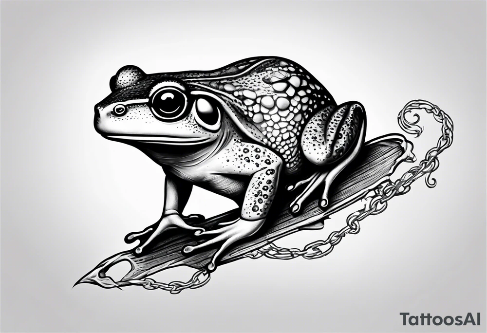Frog riding rat, battle, illustrative tattoo idea