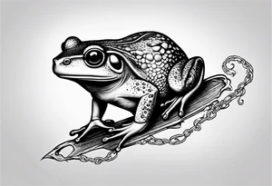 Frog riding rat, battle, illustrative tattoo idea