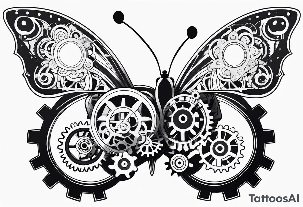 Steampunk-inspired butterfly with gears tattoo idea